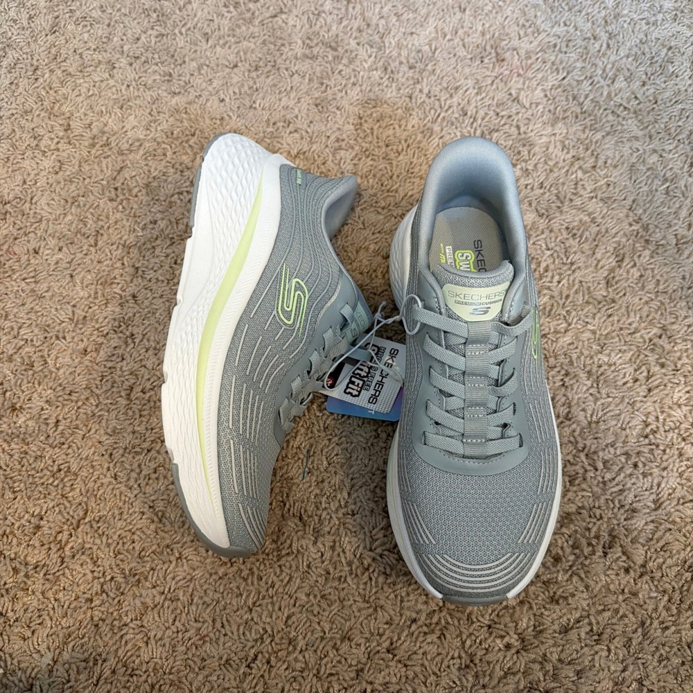 Skechers Hands Free Swift Fit Gray Lime Memory Foam Sneakers 179313S Womens 6.5